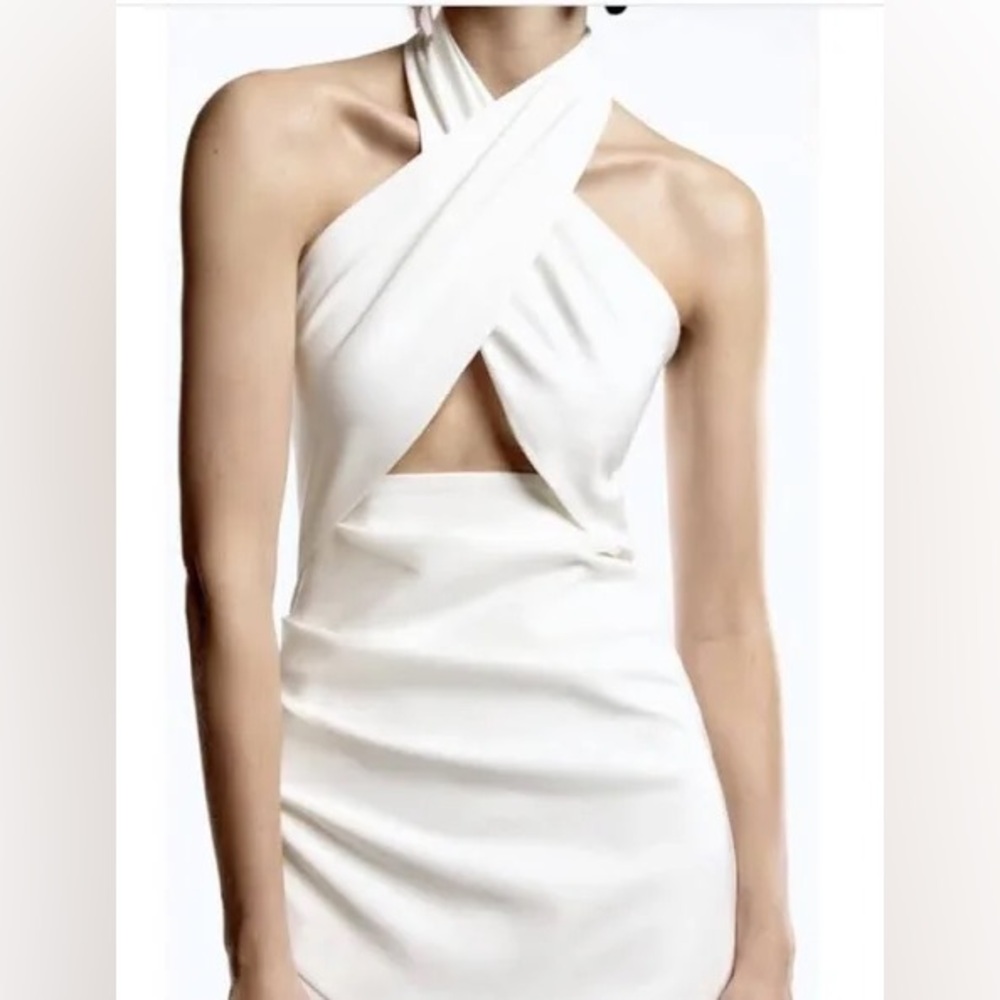 New - Zara White Halter Dress